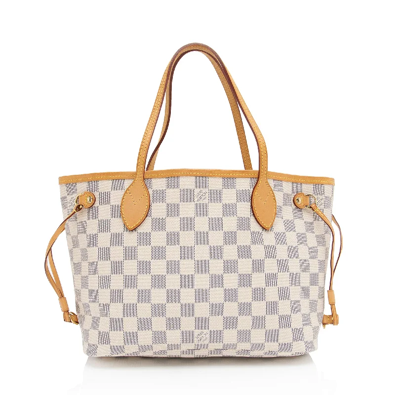 Louis Vuitton bags with artistic details -Louis Vuitton Damier Azur Neverfull PM Tote (SHF-EDzBxL)