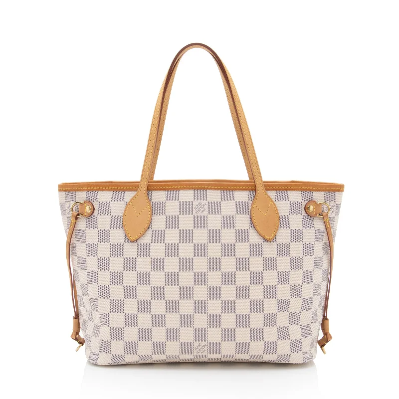 Louis Vuitton handbags with classic leatherwork -Louis Vuitton Damier Azur Neverfull PM Tote (SHF-JcINxN)