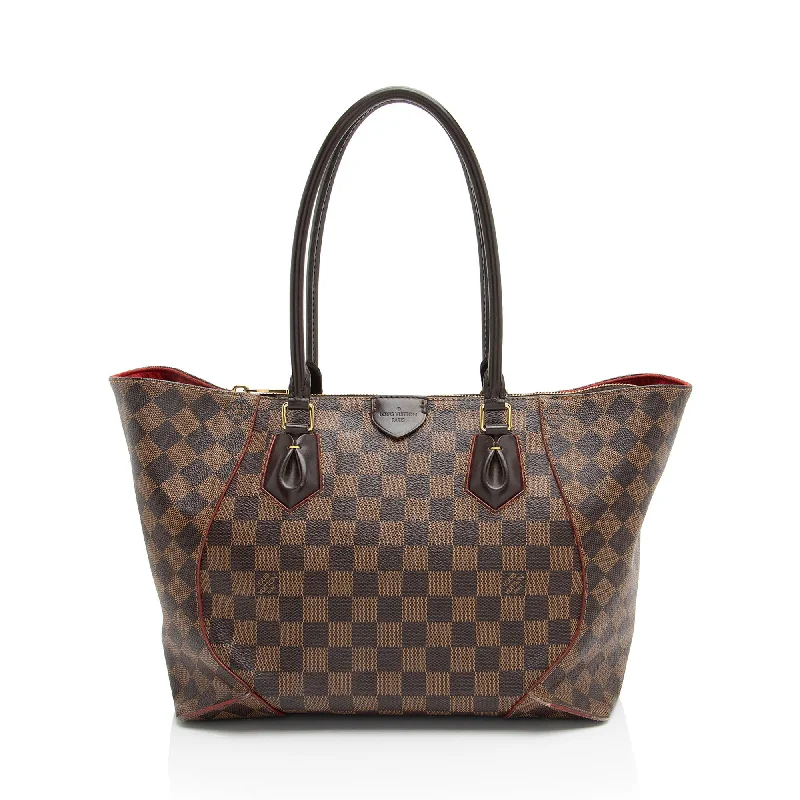 Louis Vuitton handbags with detailed stitching -Louis Vuitton Damier Ebene Caissa MM Tote (SHF-kbf9s1)