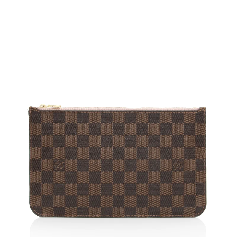 Louis Vuitton bags with polished metal hardware -Louis Vuitton Damier Ebene Neverfull MM Pochette (SHF-8JuLUH)