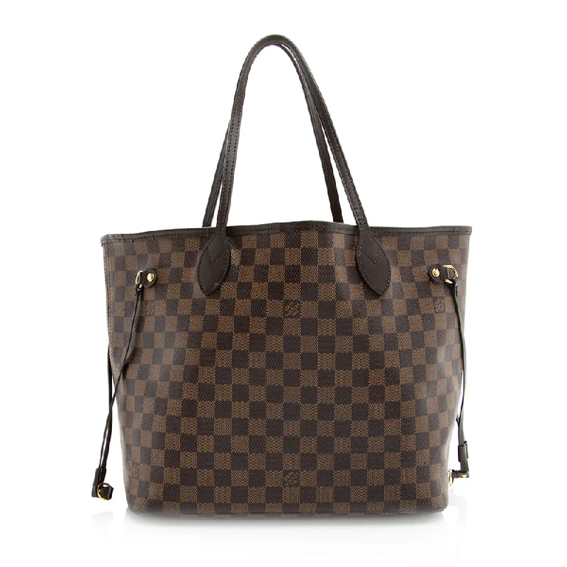 Louis Vuitton bags with bold leather finishes -Louis Vuitton Damier Ebene Neverfull MM Tote (SHF-20388)