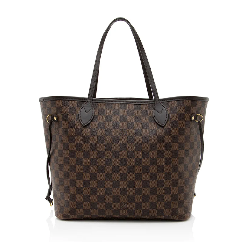 Louis Vuitton bags with signature logos -Louis Vuitton Damier Ebene Neverfull MM Tote (SHF-23334)