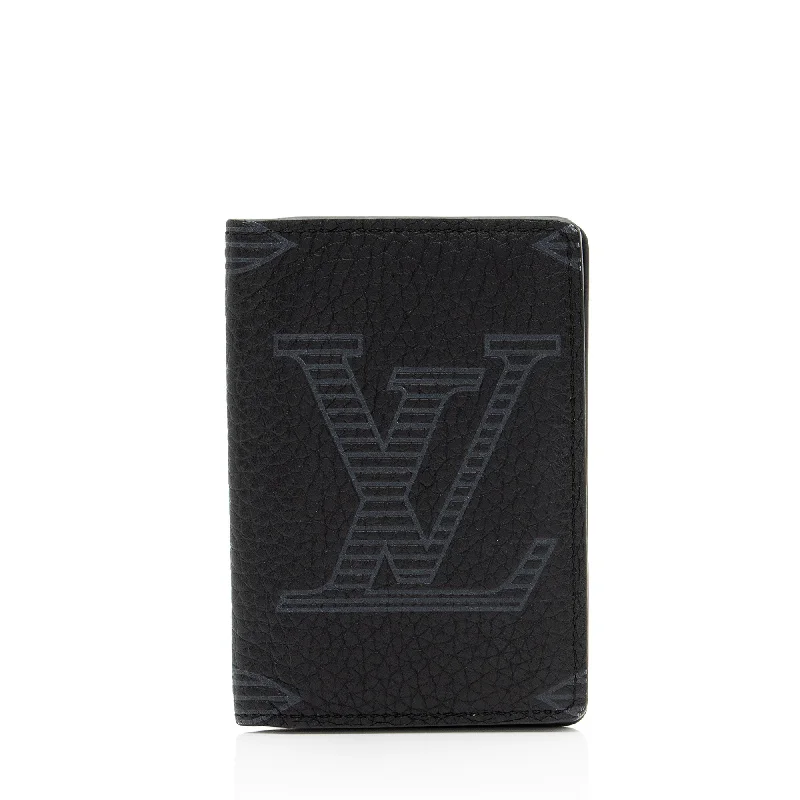 Louis Vuitton bags with trendy leather accents -Louis Vuitton Giant Monogram Shadow Taurillon Pocket Organizer (SHF-7ug5Vn)