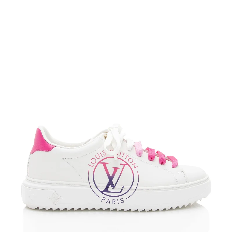 Louis Vuitton bags with iconic LV logos -Louis Vuitton Leather Monogram Time Out Sneakers - Size 7.5 / 37.5 (SHF-wbAP69)