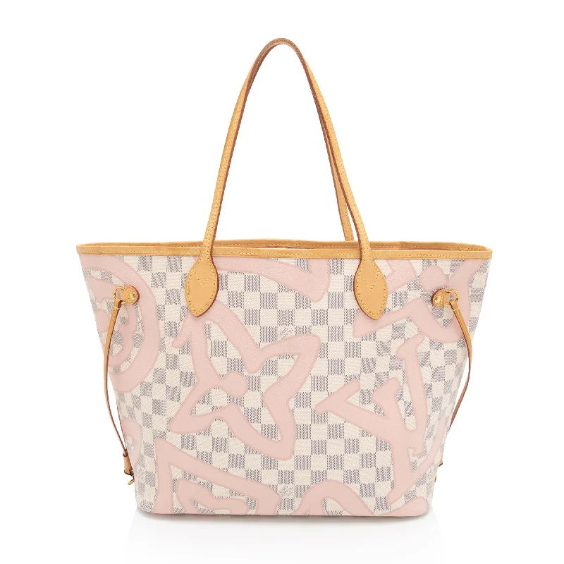 Louis Vuitton bags with structured shapes -Louis Vuitton Limited Edition Damier Azur Tahitienne Neverfull MM Tote (SHF-wuOehO)