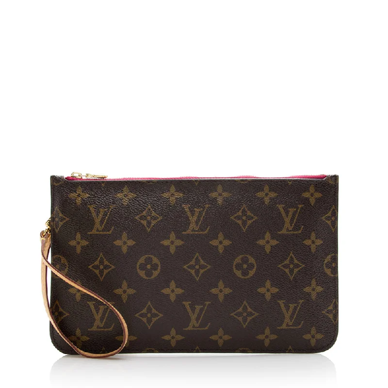 Louis Vuitton leather bags with smooth finishes -Louis Vuitton Monogram Canvas Neverfull MM Pochette (SHF-17337)