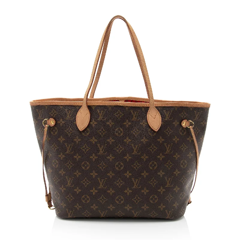 Louis Vuitton leather bags with gold accents -Louis Vuitton Monogram Canvas Neverfull MM Tote (SHF-xNR1G6)