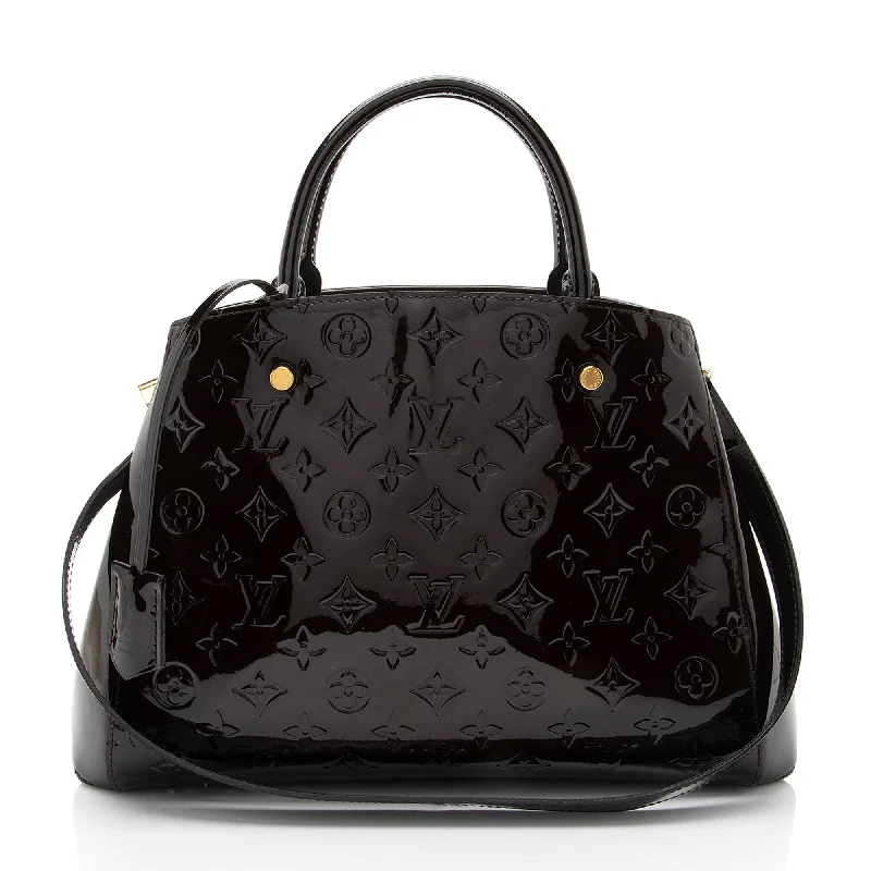 Louis Vuitton leather handbags with intricate details -Louis Vuitton Monogram Vernis Montaigne MM Satchel (SHF-0N0xLg)