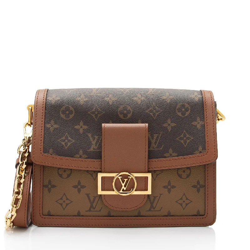 Louis Vuitton handbags with chic color options -Louis Vuitton Reverse Monogram Dauphine MM Shoulder Bag (SHF-J1x6hG)