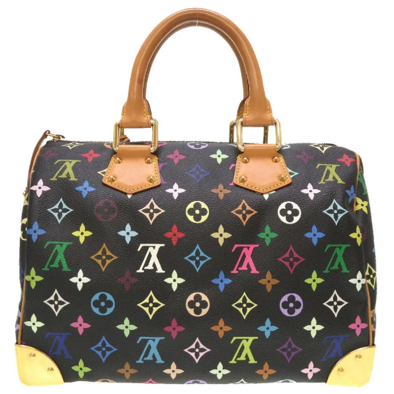 Louis Vuitton handbags with fine leather finishes -Louis Vuitton Black Canvas Speedy handbag bag