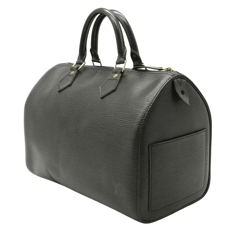 Louis Vuitton handbags with stylish compartments -Louis Vuitton Black Leather Speedy 30 handbag bag