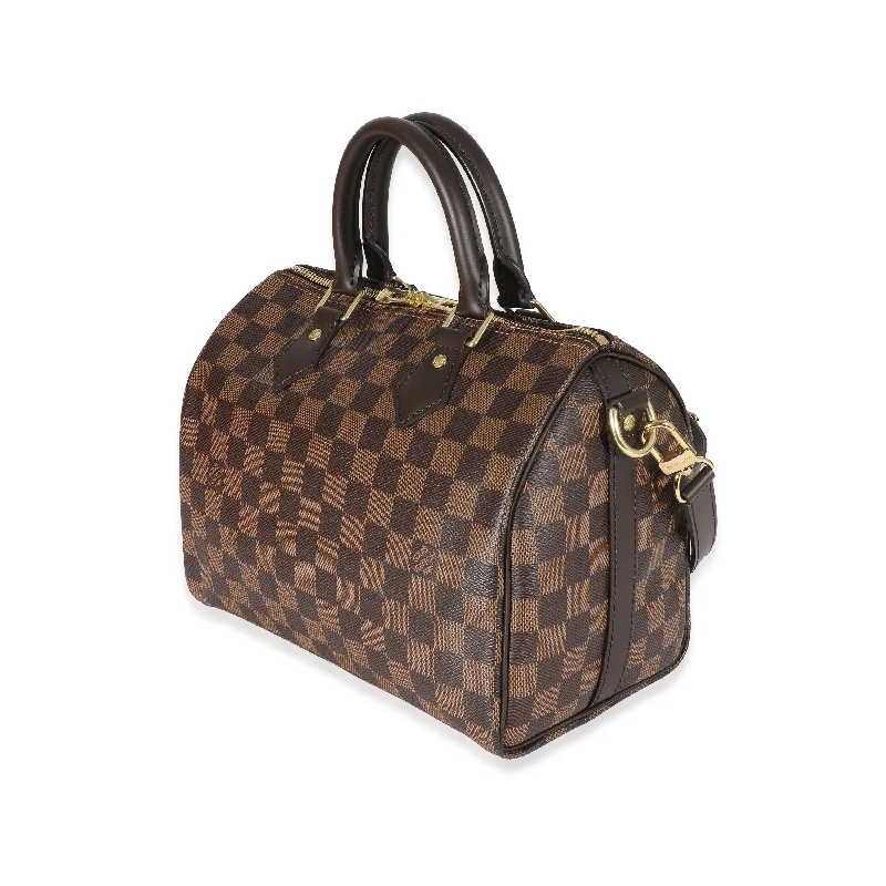 Louis Vuitton handbags with elegant textures -Louis Vuitton Damier Ebene Canvas Speedy Bandoulière 25