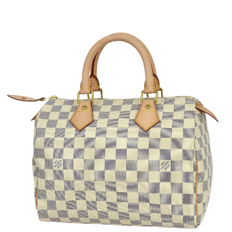 Louis Vuitton bags with embossed logos -Louis Vuitton 2009 Damier Azur Speedy 25 Handbag N41534