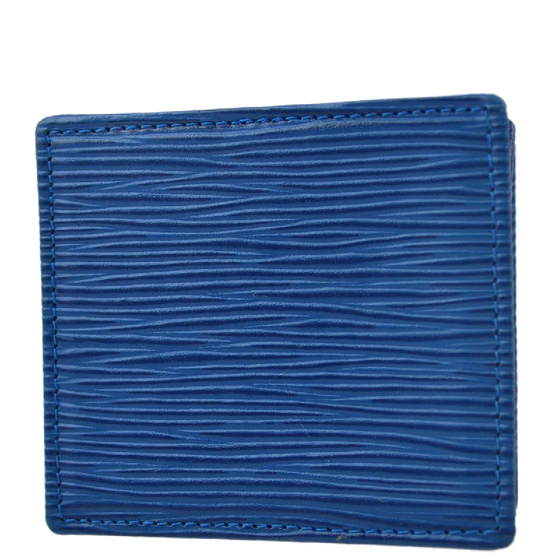 Louis Vuitton handbags with iconic shapes -Louis Vuitton 1998 Blue Epi Porte Monnaie Boite Coin Wallet M63695