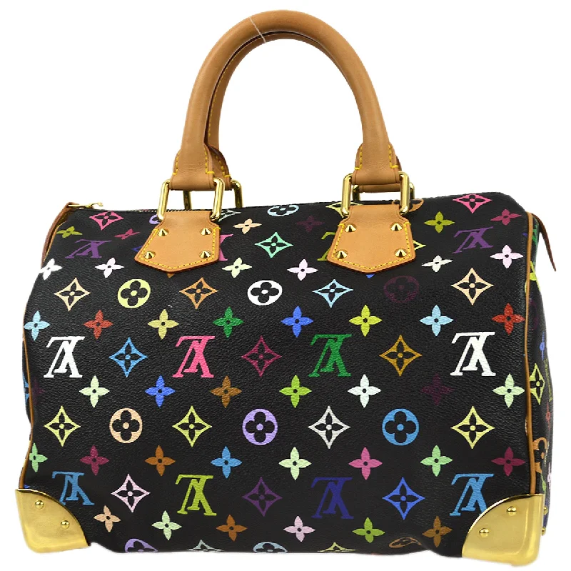 Louis Vuitton bags with artistic details -Louis Vuitton 2004 Black Monogram Multicolor Speedy 30 Handbag M92642