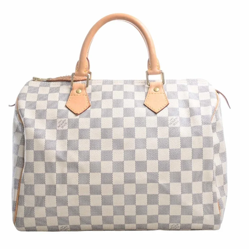 Louis Vuitton bags with premium craftsmanship -LOUIS VUITTON Azure Speedy 30 Handbag Boston Bag N41533 White Ladies