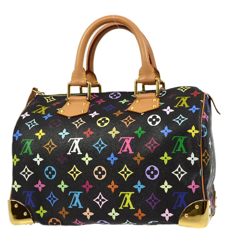 Louis Vuitton bags with exquisite leather -Louis Vuitton Black Monogram Multicolor Speedy 30 Handbag M92642