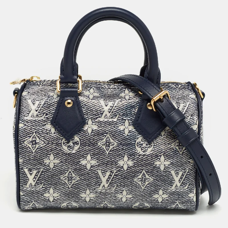 Louis Vuitton bags for the luxury fashionista -LOUIS VUITTON Blue Monogram Canvas Speedy Bandouliere 20 Bag