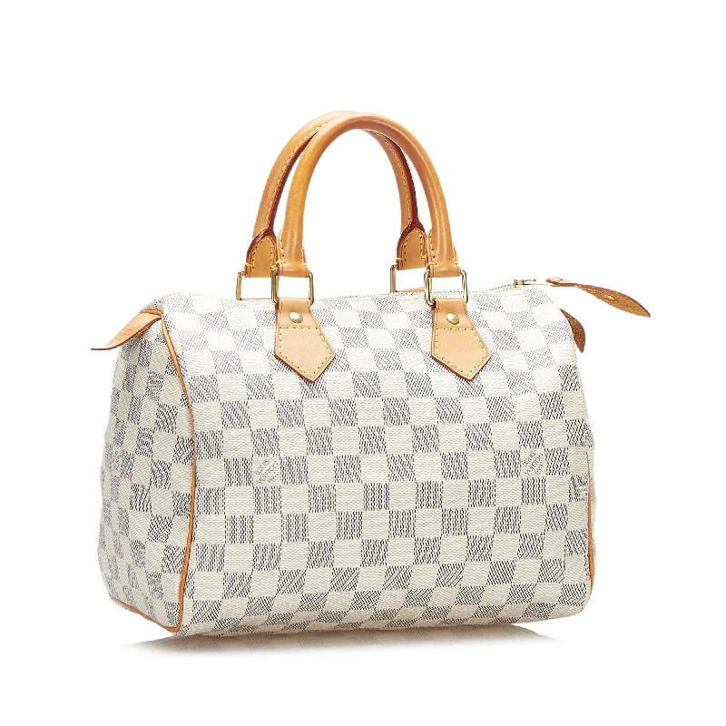 Louis Vuitton bags with trendy leather accents -Louis Vuitton Damier Azur Speedy 25 (SHG-SqqRDb)