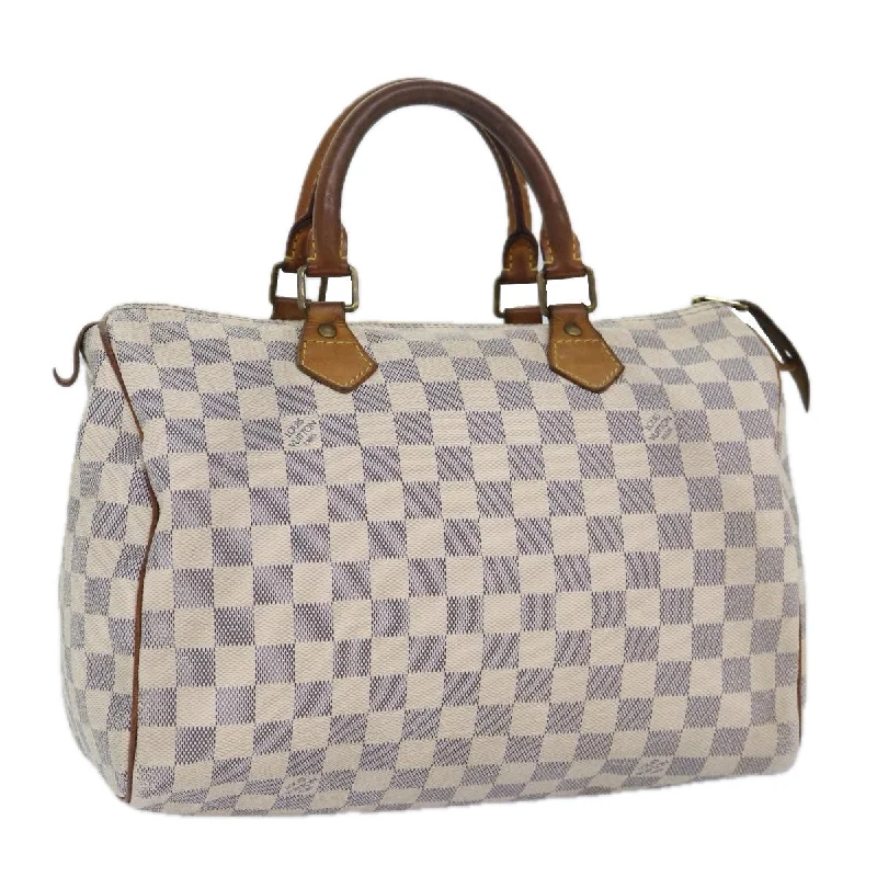 Louis Vuitton handbags with trendy leather accents -LOUIS VUITTON Damier Azur Speedy 30 Hand Bag N41533 LV Auth 86862