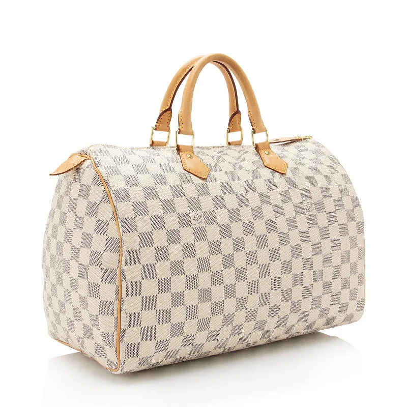 Louis Vuitton bags with high-end craftsmanship -Louis Vuitton Damier Azur Speedy 35 Satchel (SHF-Sjma9Y)