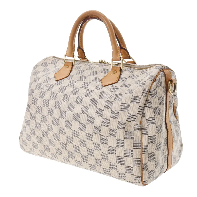 Louis Vuitton bags for stylish women -LOUIS VUITTON Damier Azur Speedy Bandouliere 30 Made in USA White N41001 Women's Handbag