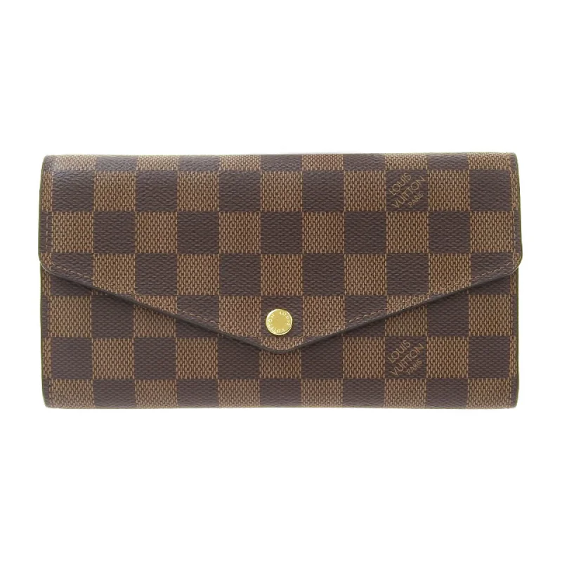 Louis Vuitton handbags with high-end accents -Louis Vuitton Damier Portefeuille Sarah long wallet with hook Ebene N63209