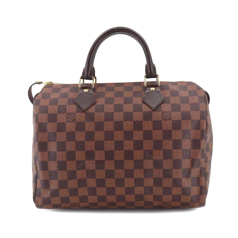 Louis Vuitton bags for luxury and elegance -LOUIS VUITTON Damier Speedy 30 Hand Bag Ebene N41531 Brown Gold Hardware