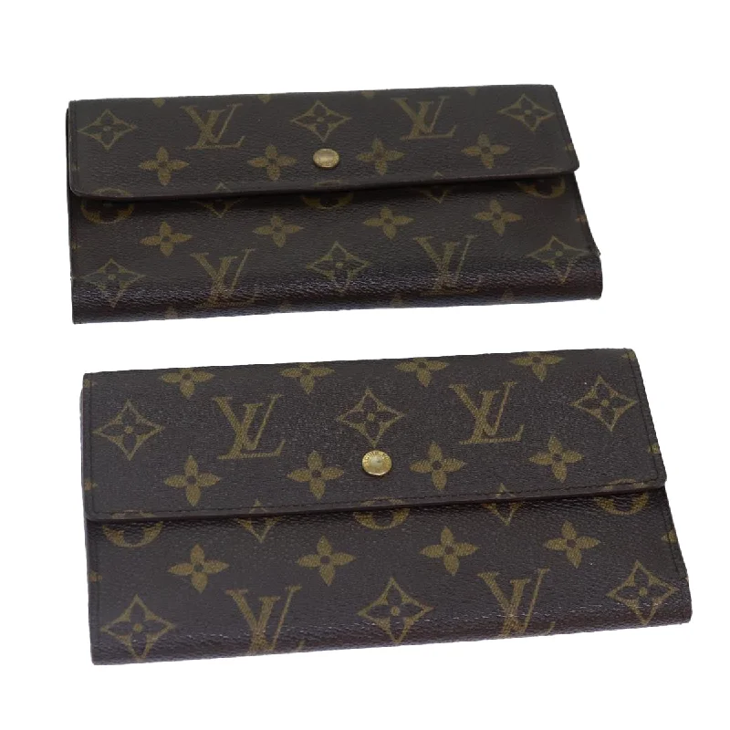 Louis Vuitton bags for high-end collectors -LOUIS VUITTON Monogram Portefeuille International Wallet 2Set LV Auth 84348