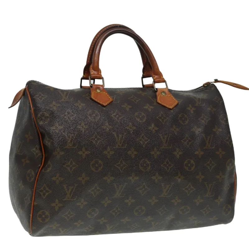 Louis Vuitton leather bags with gold accents -LOUIS VUITTON Monogram Speedy 35 Hand Bag M41524 LV Auth 73321