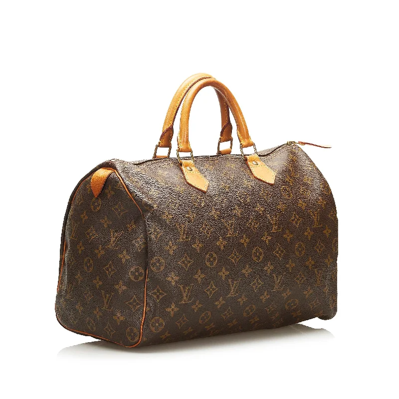 Louis Vuitton leather bags with classic finishes -Louis Vuitton Monogram Speedy 35 (SHG-35143)