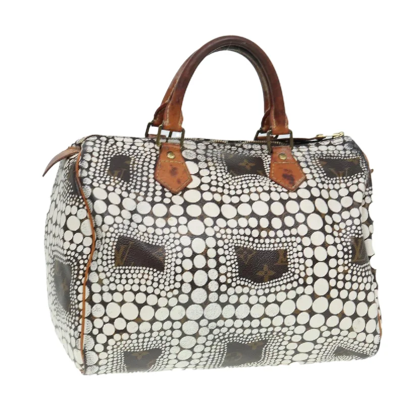 Louis Vuitton bags with polished finishes -LOUIS VUITTON Monogram Yayoi Kusama Speedy 30 Hand Bag White M40690 Auth 86627