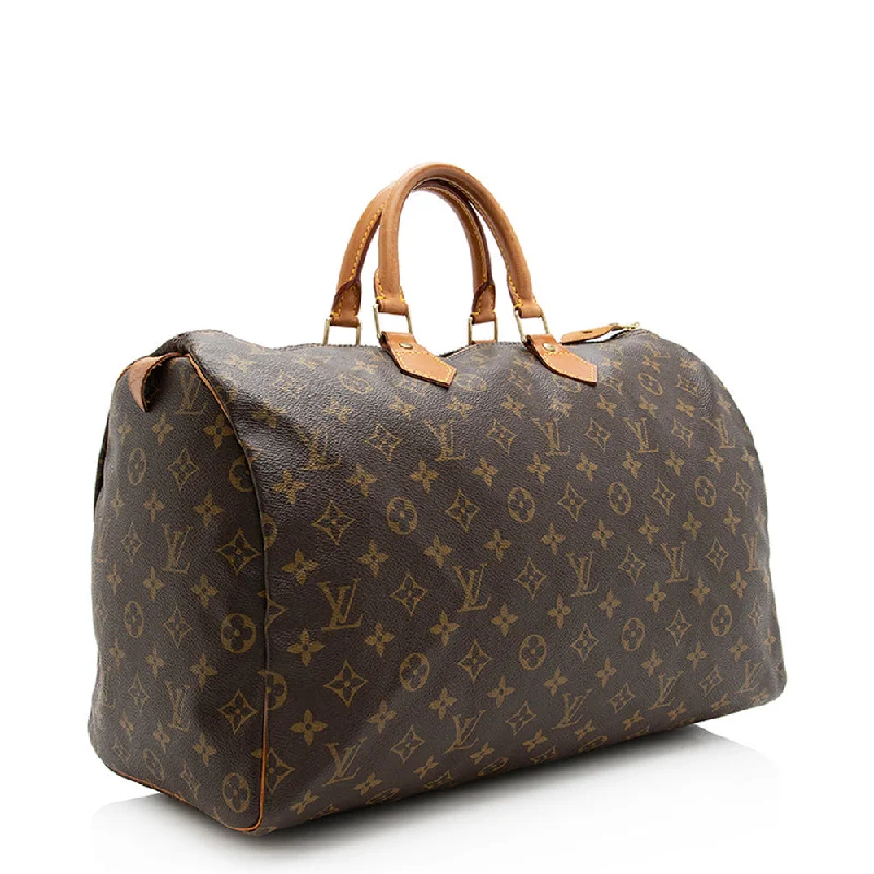 Louis Vuitton bags with polished metal hardware -Louis Vuitton Vintage Monogram Canvas Speedy 40 Satchel (SHF-20189)